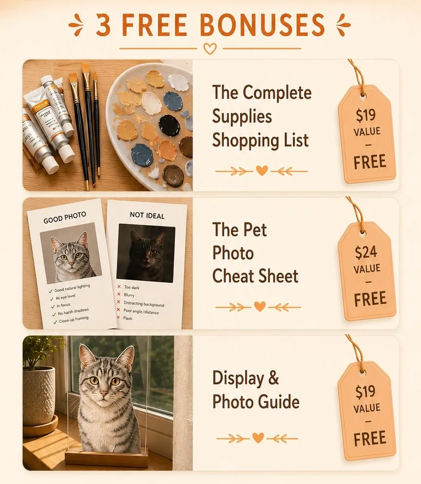 The three free bonus guides with their values